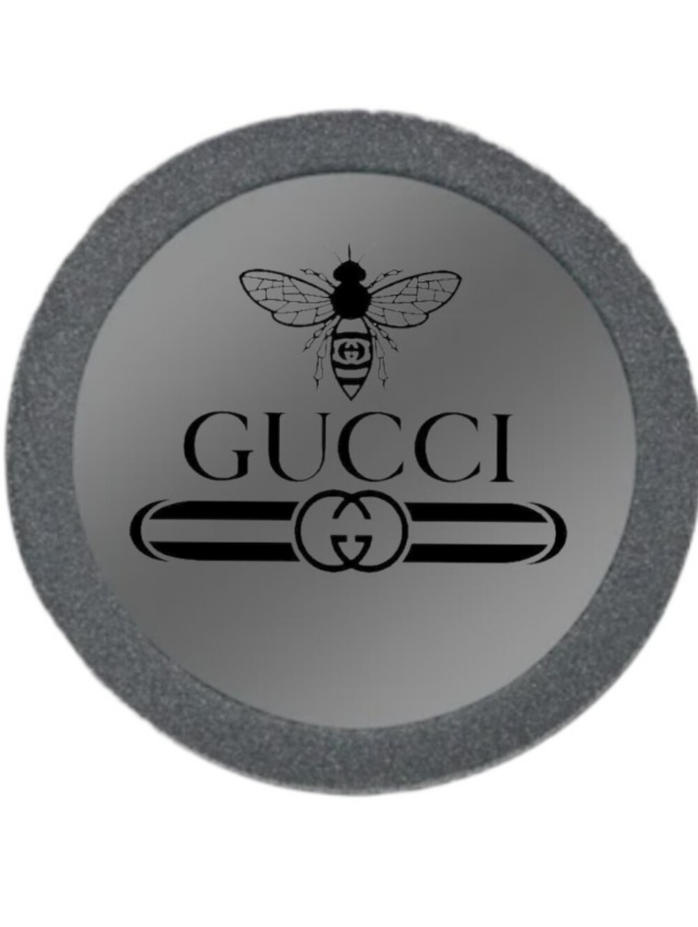 Luxury Bee Round Logo Mirror — Black on Gray
